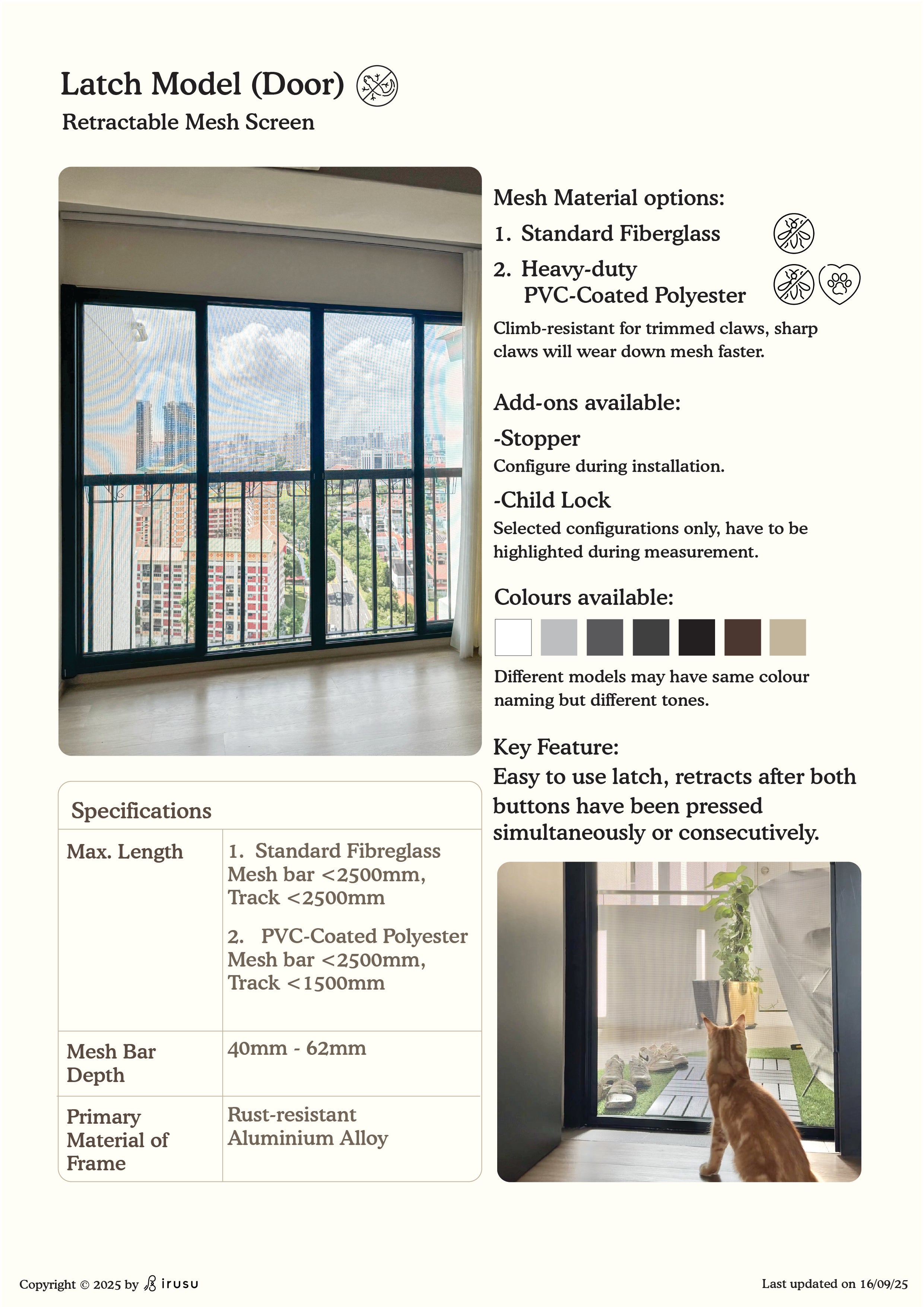 IRUSU Latch Model - Insect & Pet-safe Mesh Screens – Irusu Window ...