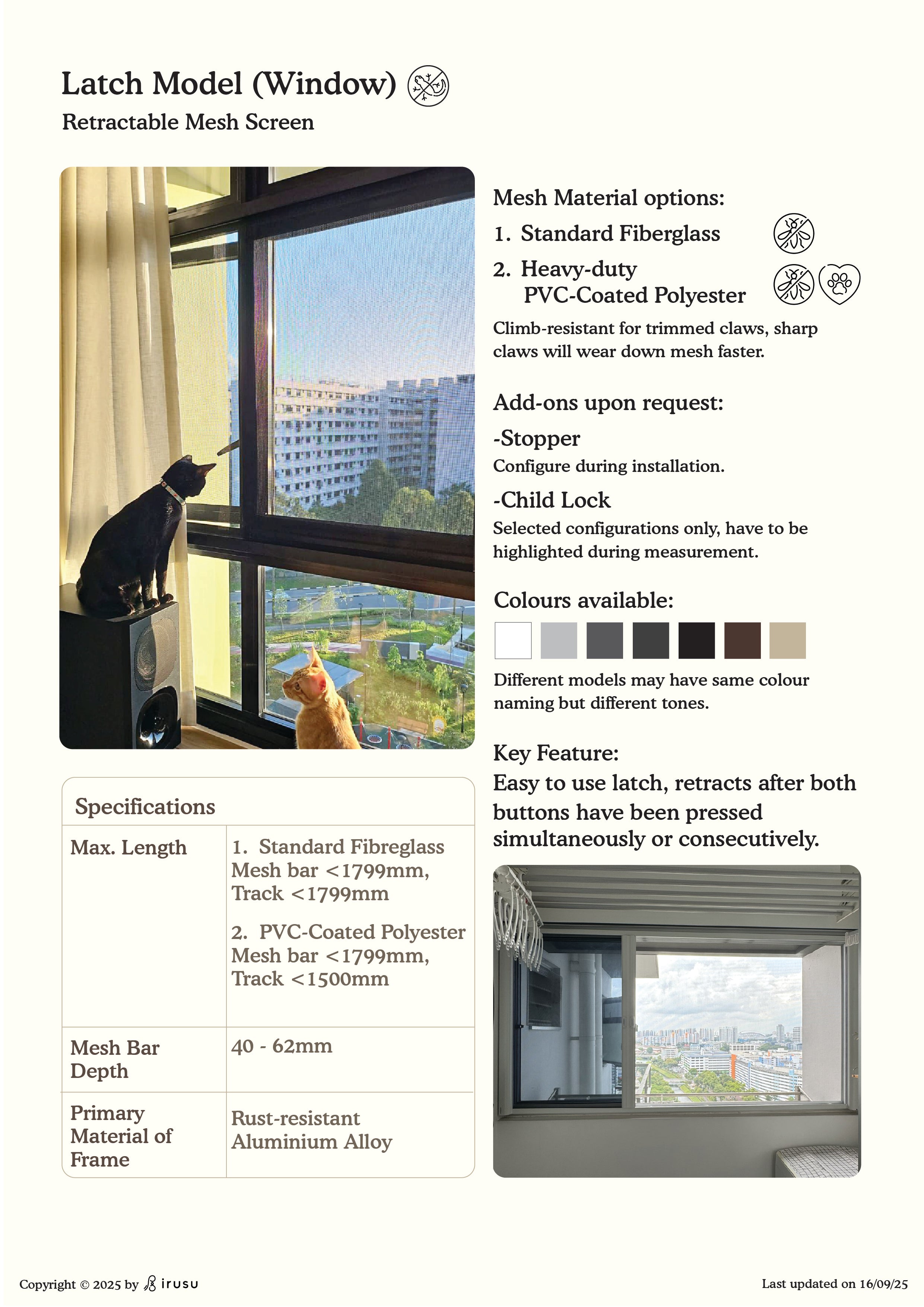 IRUSU Latch Model - Insect & Pet-safe Mesh Screens – Irusu Window ...